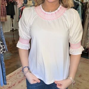 TAYLOR TILLMAN- Athena smocked cotton top NWT